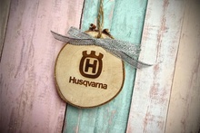 Rodaja Madera Adorno Navidad Husqvarna 