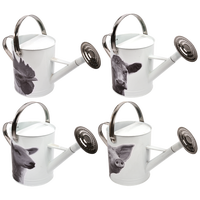 Regadera Metalica Animales de Granja Blanco y Negro