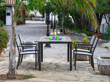 Mesa Aluminio Jardin con 4 Sillas Modelo Orlando