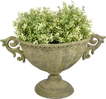 Maceta Metal Envejecido Verde Ovalada S