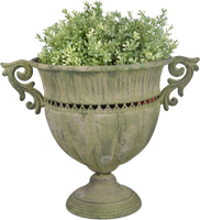 Maceta Metal Envejecido Verde Redonda L