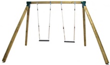 Columpio Doble Madera Cuadrada Adultos Karai Deluxe Cuerdas Masgames