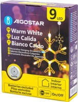 Adorno Navidad Figura Luz Copo de Nieve con Pilas y Ventosa