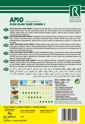 Semilla Apio Lleno Blanco Dorado Chemin 3 gr