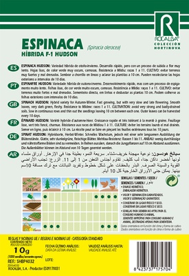 Semilla Profesional Espinaca Hibrida F1 Hudson