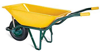 Carretillo Europa Amarillo Obra Rueda Neumatica 90 Litros