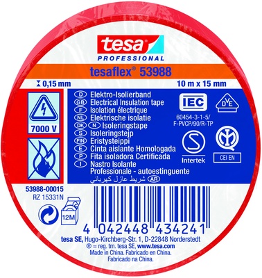 Cinta Aislante Tesa Roja 15 mm 10 Metros