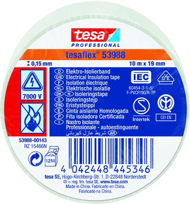 Cinta Aislante Tesa Blanca 19 mm 10 Metros