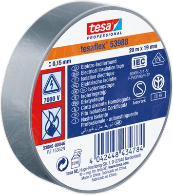 Cinta Aislante Tesa Gris 19 mm 20 Metros Cinta Aislante Tesa Gris 19 mm 20 Metros