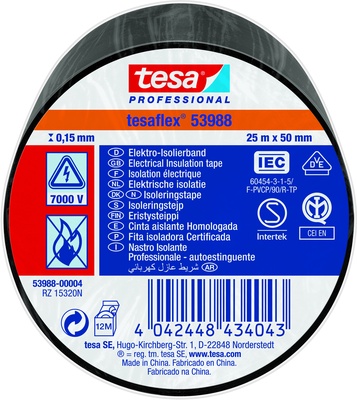 Cinta Aislante Tesa Negra 50 mm 25 Metros 