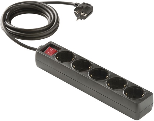 Base Multiple Regleta con Interruptor 5 Tomas 1,5 m Negro
