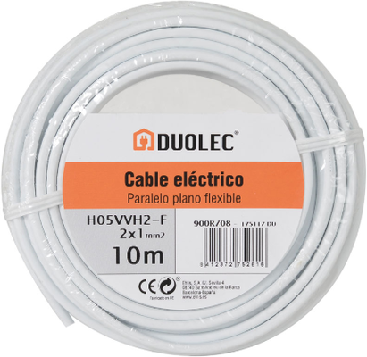 Cable Electrico Paralelo 2x1 10m Blanco Duolec