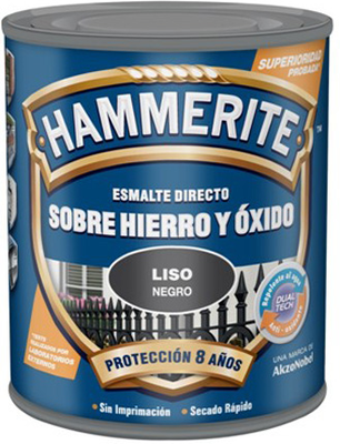 Esmalte Metalico Directo Hammerite Liso Brillo Negro 750ml