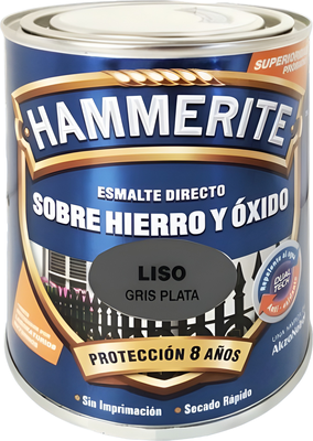 Esmalte Metalico Directo Hammerite Liso Brillo Gris Plata 750ml Esmalte Metalico Directo Hammerite Liso Brillo Gris Plata 750ml
