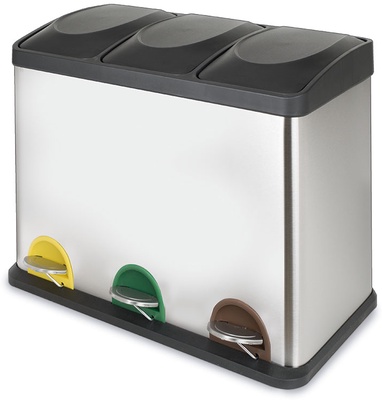 Cubo Pedal Ecologico Triple Cromado Habitex Cubo Pedal Ecologico Triple Cromado Habitex