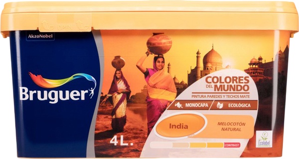 Pintura Plastica Melocoton Natural Colores del Mundo India 4l