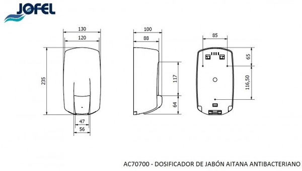 Dosificador Jabon Aitana Antibacteriano Jofel Dosificador Jabon Aitana Antibacteriano Jofel