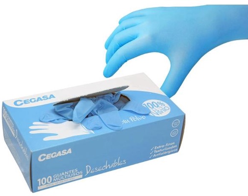 Guantes Cegasa Nitrilo Azul Talla T8-8,5 100 Uds