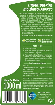 Limpiatuberias Lagarto Biologico 1 litro