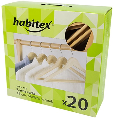 Percha Madera Recta Juego 20 Uds Habitex Percha Madera Recta Juego 20 Uds Habitex