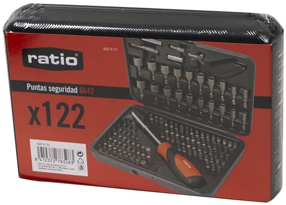 Destornillador con Juego Puntas Seguridad 122 Piezas Ratio
