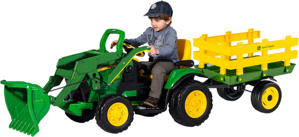 Tractor Electrico Excavadora John Deere Cargador Ground Loader 12v + Remolque