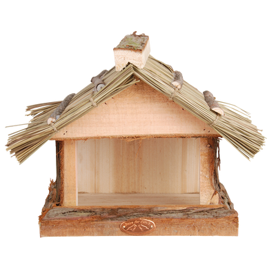Comedero para Pajaros con Techo de Paja