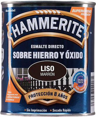 Esmalte Metalico Directo Hammerite Liso Brillo Marron 250ml