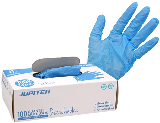 Guantes Jupiter Nitrilo Azul T9 100 Uds