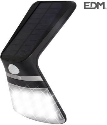 Luz solar exterior jard�n recargable con sensor de presencia Edm negra 430 lumnes