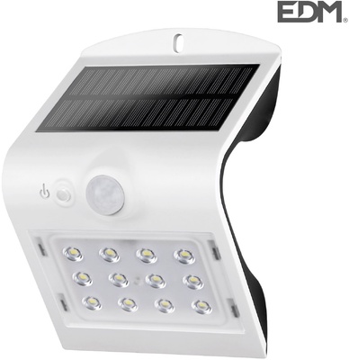 Luz Solar Exterior e 1,5w 220 Lumen Recargable con Sensor de Presencia Blanco