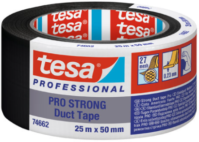 Cinta Americana Tesa Pro Negra 50mm 25 Metros