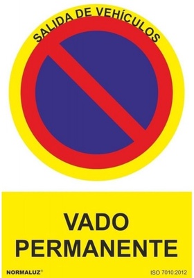 Se�al  Prohibido Vado Permanente PVC 0,7mm 300x400mm