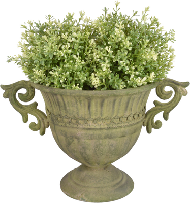 Maceta Metal Envejecido Verde Redonda S