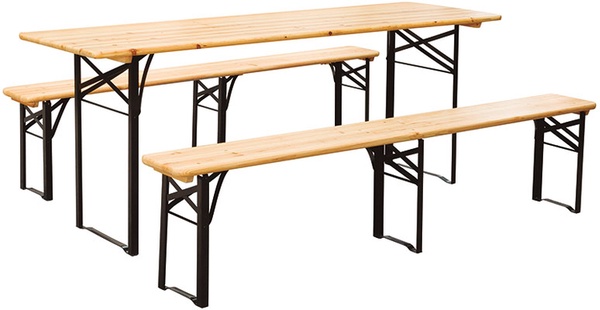 Conjunto 2 Bancos + Mesa de Madera/Acero