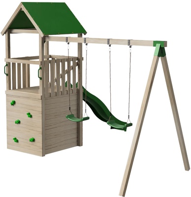 Parque Infantil Tibidabo Lona L Casita y Rampa de Escalada Columpio Doble Parque Infantil Tibidabo Lona L Casita y Rampa de Escalada Columpio Doble