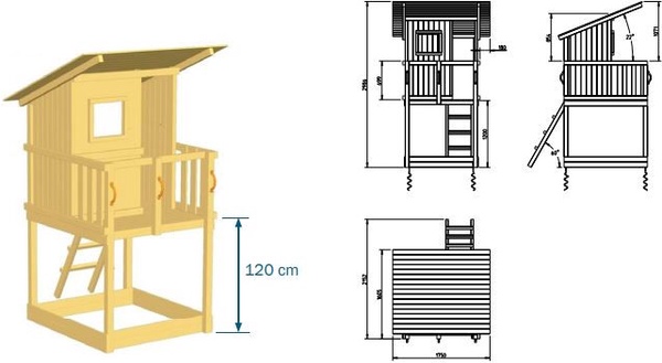 Parque Infantil Beach Hut L con Columpio Individual