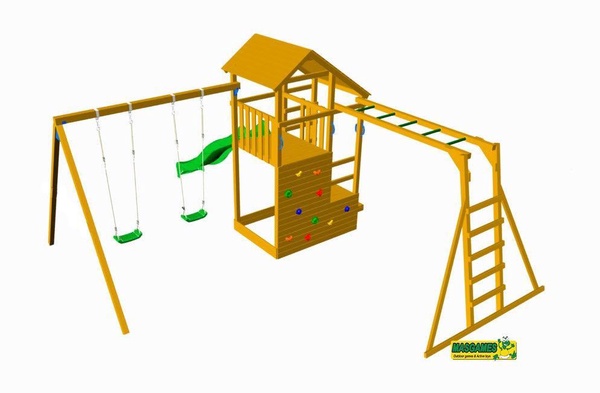 Parque Infantil Teide XL Columpio Doble y Escalera de Mono