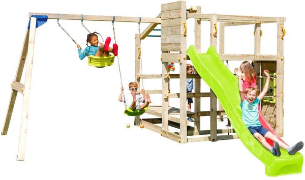 Parque Infantil Crossfit XL con Tobogan y Columpio Doble