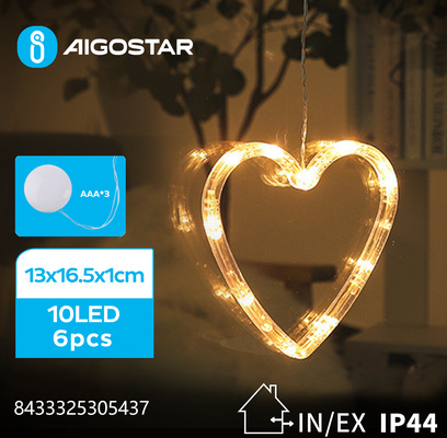 Adorno Navidad Figura Corazon  con Luz a Pilas con Ventosa