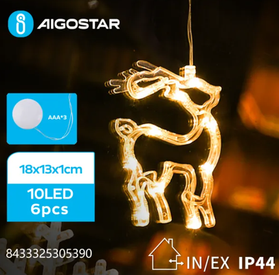 Adorno Navidad Figura Reno con Luz con Pilas y Ventosa