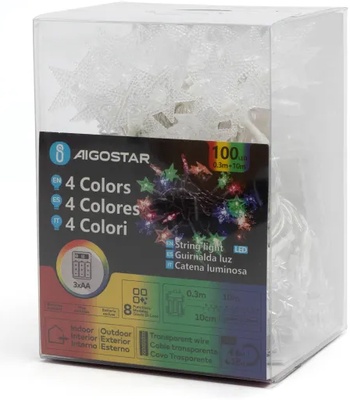 Tira Luz Navidad Estrellas y Copos de Nieve con Pilas 10 Mt Tira Luz Navidad Estrellas y Copos de Nieve con Pilas 10 Mt