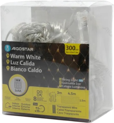 Tira Luces Led Navidad con Pila Luz Calida 4,5x1,5 m Tira Luces Led Navidad con Pila Luz Calida 4,5x1,5 m