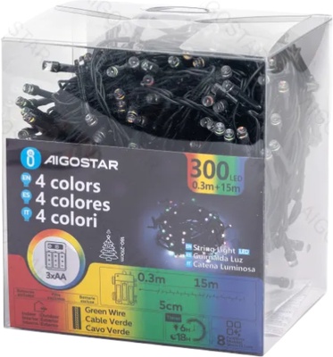 Tira de Luces Led de Navidad con Pila Varios Colores 15 Mt
