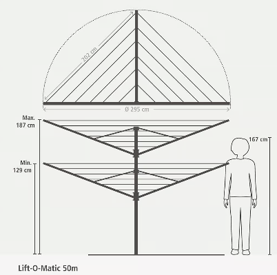 Tendedero Rotary Lift-O-Matic 4 Brazos 50 Metros Leaf Green con Accesorios