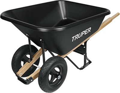 Carretilla de Plastico Truper 175L Doble Rueda Neum�tica 