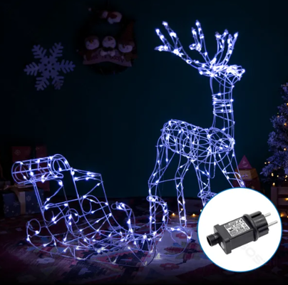 Figura Navidad Reno con Trineo Luz Fria