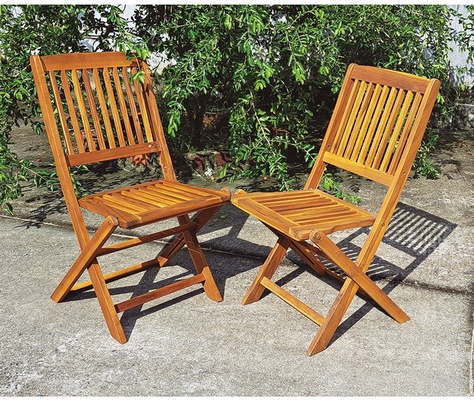 Juego de 2 Sillas Madera Acacia Sin Brazos