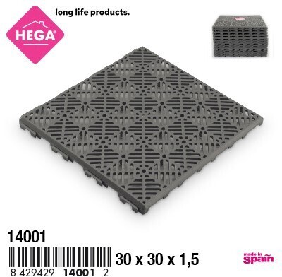 Baldosas Plastico Bahamas Antracita Pack 12 Unidades 30x30 cm