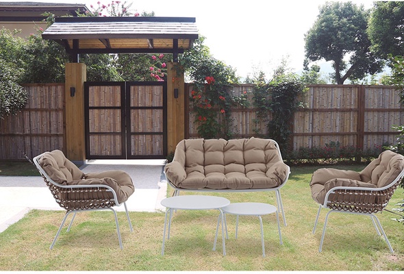 Conjunto Jardin Serie Barcelona 2 Sillones + Sofa + Mesita 